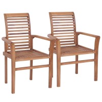 Vidaxl Outdoor And Indoor Dining Chairs - 4 Pcs Set - Solid Teak Hard Wood - Fine Sanded With Waterbase Finish - Ergonomically Designed - Space Saving Stacking Chairs