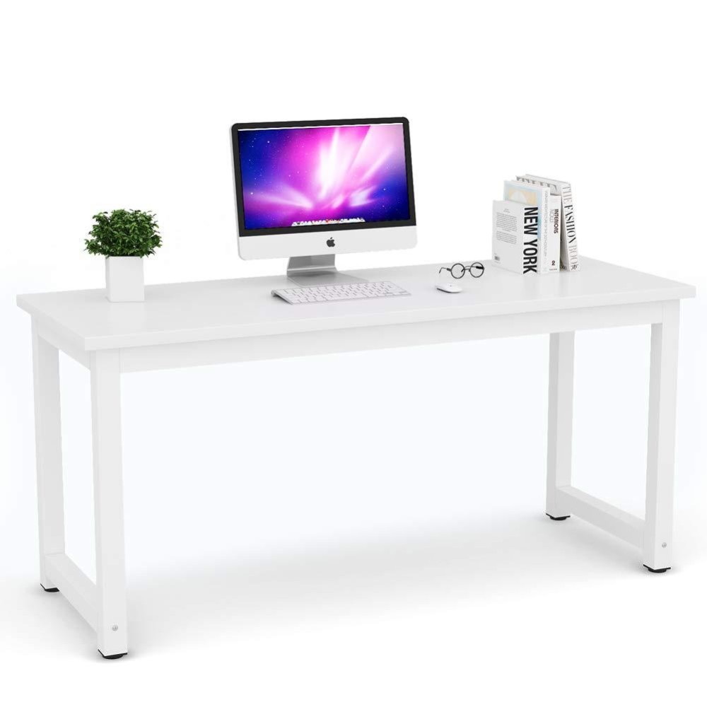 Tribesigns Computer Desk 63 Inch Large Office Desk Computer Table Study Writing Desk For Home Office White