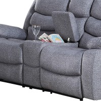 Fabric Upholstered Recliner Loveseat with Power Footrest, gray(D0102H76HY8)