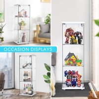 Vivohome 3 Layers 15.7''W X 15.7''D X 47.2''H Glass Display Cabinet Countertop Showcase With Lock, 5Mm Tempered Glass 25Mm Mdf Base