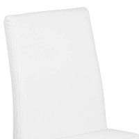 Benjara Leatherette Dining Chair With Cantilever Base, Set Of 2, White And Silver