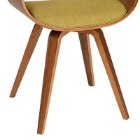 Benjara Fabric Padded Curved Seat Chair With Angled Wooden Legs, Green, Brown