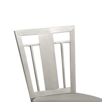 Benjara Metal Dining Chair With Leatherette Seat, Set Of 2, Gray And Silver