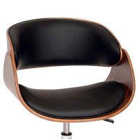 Benjara Wooden And Metal Office Chair With Curved Leatherette Seat, Brown And Black