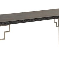 Benjara Wooden Top Metal Console Table With Lattice Cut Side Panel, Gray And Silver