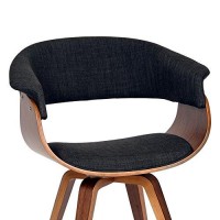 Benjara Fabric Padded Curved Seat Chair With Angled Wooden Legs, Gray