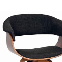 Benjara Fabric Padded Curved Seat Chair With Angled Wooden Legs, Gray