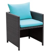 6 Chair And 4 Ottoman Wicker Patio Set With Rectangular Table,Blue And Gray