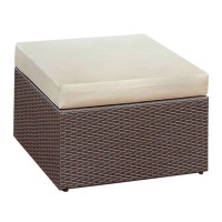 Contemporary Style Wicker Patio Sectional With Ottoman, Brown And Beige