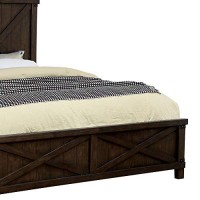 Benjara Rustic Wooden Eastern King Size Bed With Barn Style, Brown