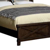 Benjara Rustic Wooden Eastern King Size Bed With Barn Style, Brown