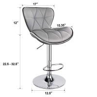 Leopard Shell Back Adjustable Swivel Bar Stools, PU Leather Padded with Back - Light Grey - 1 Chair