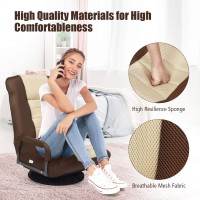 Giantex Floor Chair, 360 Degree Swivel Chair With Adjustable Backrest, Lumbar Support, Armrest, Foldable Lazy Sofa Chair Rocker For Tv, Reading, Playing Video Games, Gaming Chair Floor, Beige/Brown