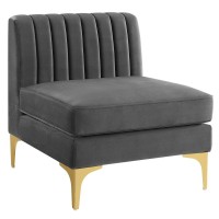 Triumph Channel Tufted Performance Velvet Armless Chair