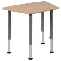 Triangular Natural Collaborative Student Desk (Adjustable from 22.3 to 34) - Home and Classroom