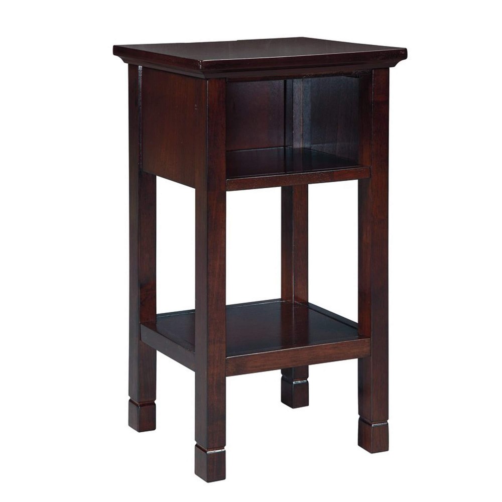 Benjara 1 Storage Cubby Wooden Accent Table With Power Cord, Brown