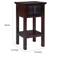 Benjara 1 Storage Cubby Wooden Accent Table With Power Cord, Brown