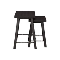 Benjara Farmhouse Style Nesting Table With Metal Accent, Set Of 2, Black