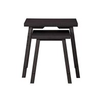 Benjara Farmhouse Style Nesting Table With Metal Accent, Set Of 2, Black