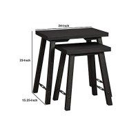 Benjara Farmhouse Style Nesting Table With Metal Accent, Set Of 2, Black