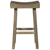 Benjara 31 Inch Wooden Saddle Stool With Angular Legs, Set Of 2, Brown