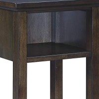 Benjara 1 Storage Cubby Wooden Accent Table With Power Cord And Block Legs, Brown