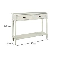 Benjara 2 Drawer Console Sofa Table With Cup Pulls And Turned Legs, White