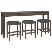 Benjara 4 Piece Counter Height Dining Table Set With Barstool, Gray