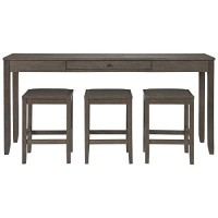 Benjara 4 Piece Counter Height Dining Table Set With Barstool, Gray