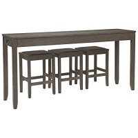 Benjara 4 Piece Counter Height Dining Table Set With Barstool, Gray