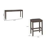 Benjara 4 Piece Counter Height Dining Table Set With Barstool, Gray