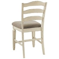 Benjara Fabric Upholstered Barstool With Ladder Back, Set Of 2, White, Brown