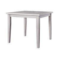 Benjara Square Dining Table With Barn Texture And Tapered Legs, Gray