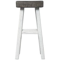 Benjara 31 Inch Wooden Saddle Stool With Angular Legs, Set Of 2, Brown, White