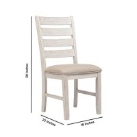 Benjara Fabric Dining Side Chair With Ladder Back, Set Of 2, White, Brown