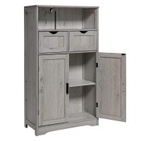 Iwell Large Storage Cabinet, Bathroom Cabinet With 2 Drawers & 2 Shelves, Cupboard, Bathroom Floor Cabinet For Living Room, Home Office, Grey