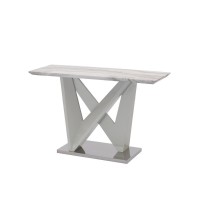 White Faux Marble Console Table WVertical Base Stainless Steel