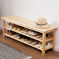 Xkzg Storage Bench Wooden Shoe Bench Simple Style Wood Entryway Bench Shoe Rack (Natural,47.2