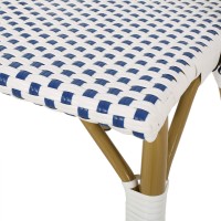 Christopher Knight Home Philomena Outdoor French Bistro Chair (Set Of 2), Blue + White + Bamboo Print Finish