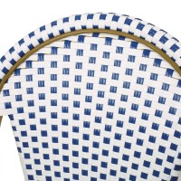 Christopher Knight Home Philomena Outdoor French Bistro Chair (Set Of 2), Blue + White + Bamboo Print Finish