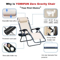 Yomifun Zero Gravity Chair, Lawn Chair Recliner Lounge Chair With Removable Pillow And Side Table, Gray