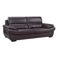 Benjara Leather Upholstered Wooden Sofa With Spilt Backrest, White