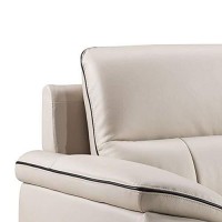Benjara Leather Upholstered Wooden Sofa With Spilt Backrest, White