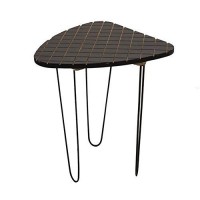 Benjara Checkered Wood Top Accent Table With Hairpin Legs, Set Of 2, Black, White