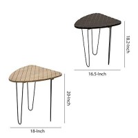 Benjara Checkered Wood Top Accent Table With Hairpin Legs, Set Of 2, Black, White