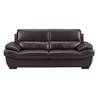 Benjara Leather Upholstered Wooden Sofa With Spilt Backrest, Brown