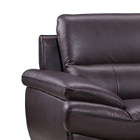 Benjara Leather Upholstered Wooden Sofa With Spilt Backrest, Brown