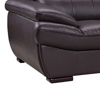 Benjara Leather Upholstered Wooden Sofa With Spilt Backrest, Brown