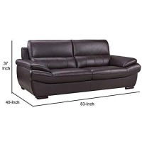 Benjara Leather Upholstered Wooden Sofa With Spilt Backrest, Brown