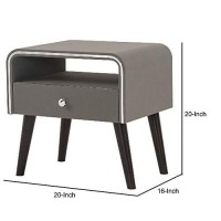 Benjara Curved Edge 1 Drawer Nightstand With Chrome Trim, Gray And Brown